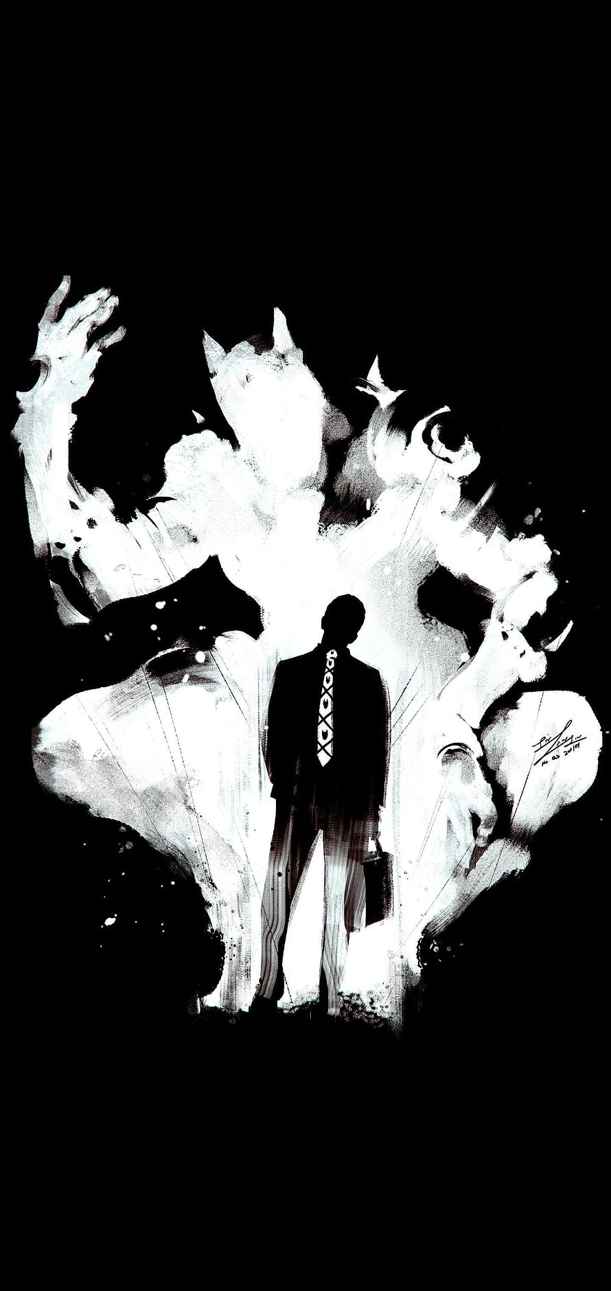 Yoshikage Kira JoJo's Bizarre Adventure Black and White Ink Art HD phone wallpaper