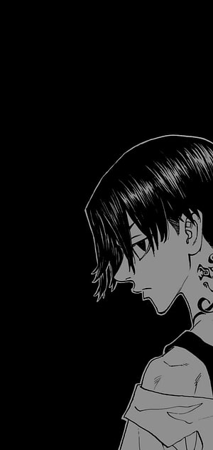 Sano Manjiro from Tokyo Revengers in a moody black and white manga profile illustration HD phone wallpaper