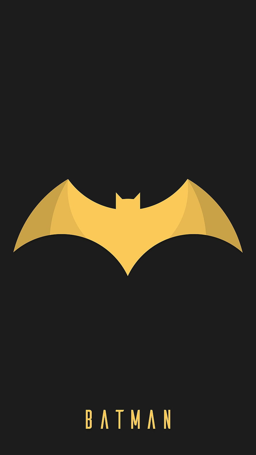 Minimalist Batman Symbol in Gold on Black Background HD phone wallpaper