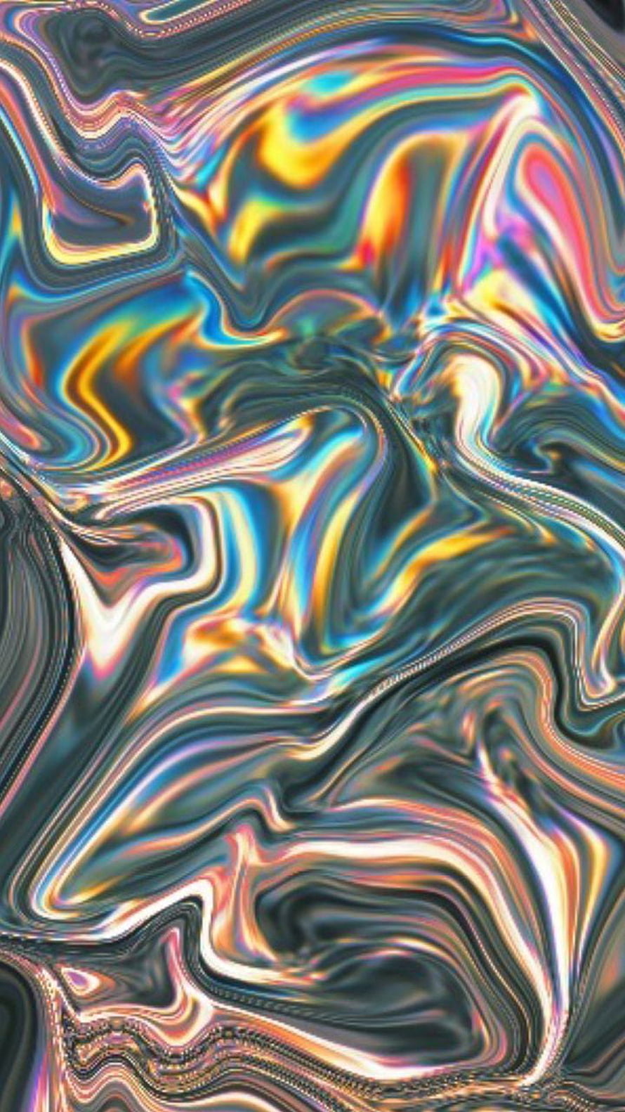 Iridescent Holographic Liquid Metal Abstract Art Wallpaper HD phone wallpaper