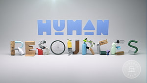 Human Resources 3D Typography Made From Recycled Objects and Industrial Parts HD wallpaper