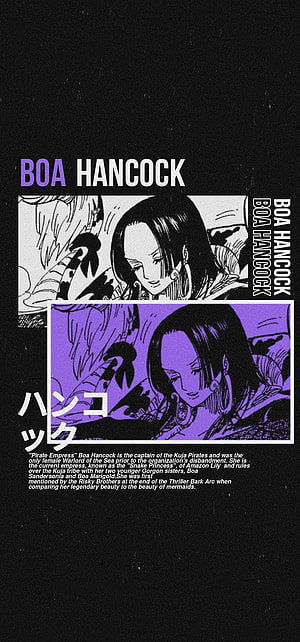Boa Hancock One Piece Manga Panel Artwork with Purple Duotone Effect HD phone wallpaper