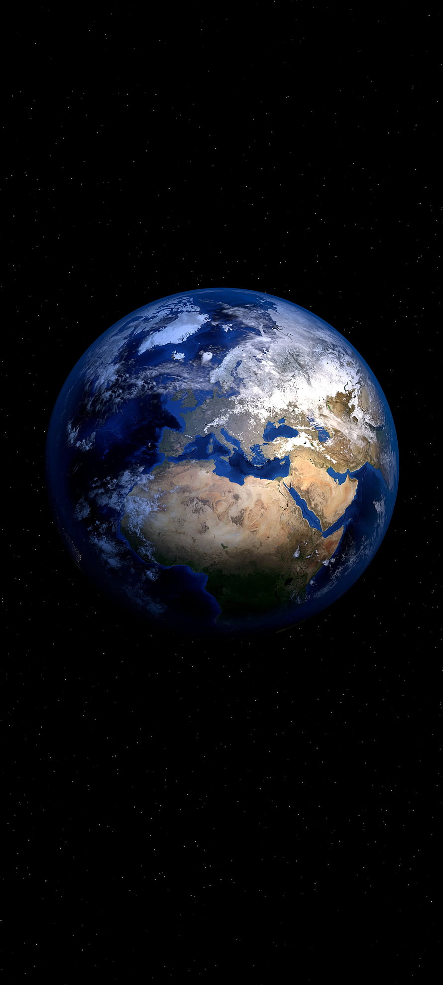 Earth From Space AMOLED Wallpaper Featuring Africa and Europe Against Starry Black Background HD phone wallpaper