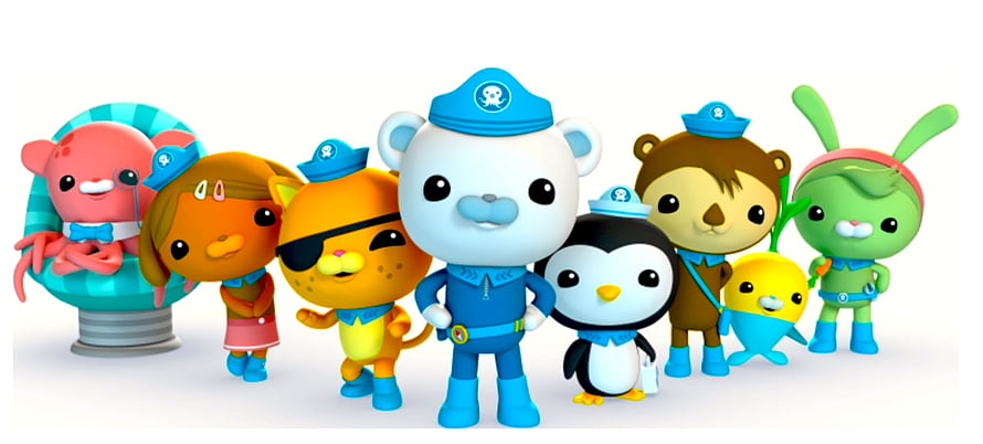 Octonauts Team Group Portrait in Blue Uniforms on White Background HD wallpaper