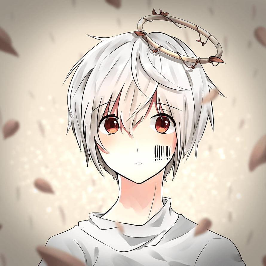 White-Haired Anime Boy With Thorn Crown And Red Eyes HD phone wallpaper
