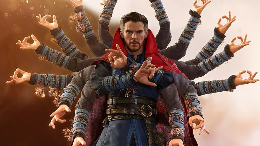 Doctor Strange Casting Multiple Hands in Mystical Spell with Red Cloak and Blue Robes HD wallpaper
