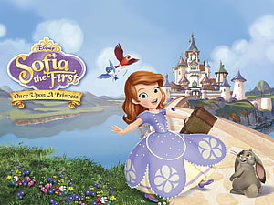 Sofia the First Once Upon a Princess Animated Movie Poster with Castle and Rabbit HD wallpaper