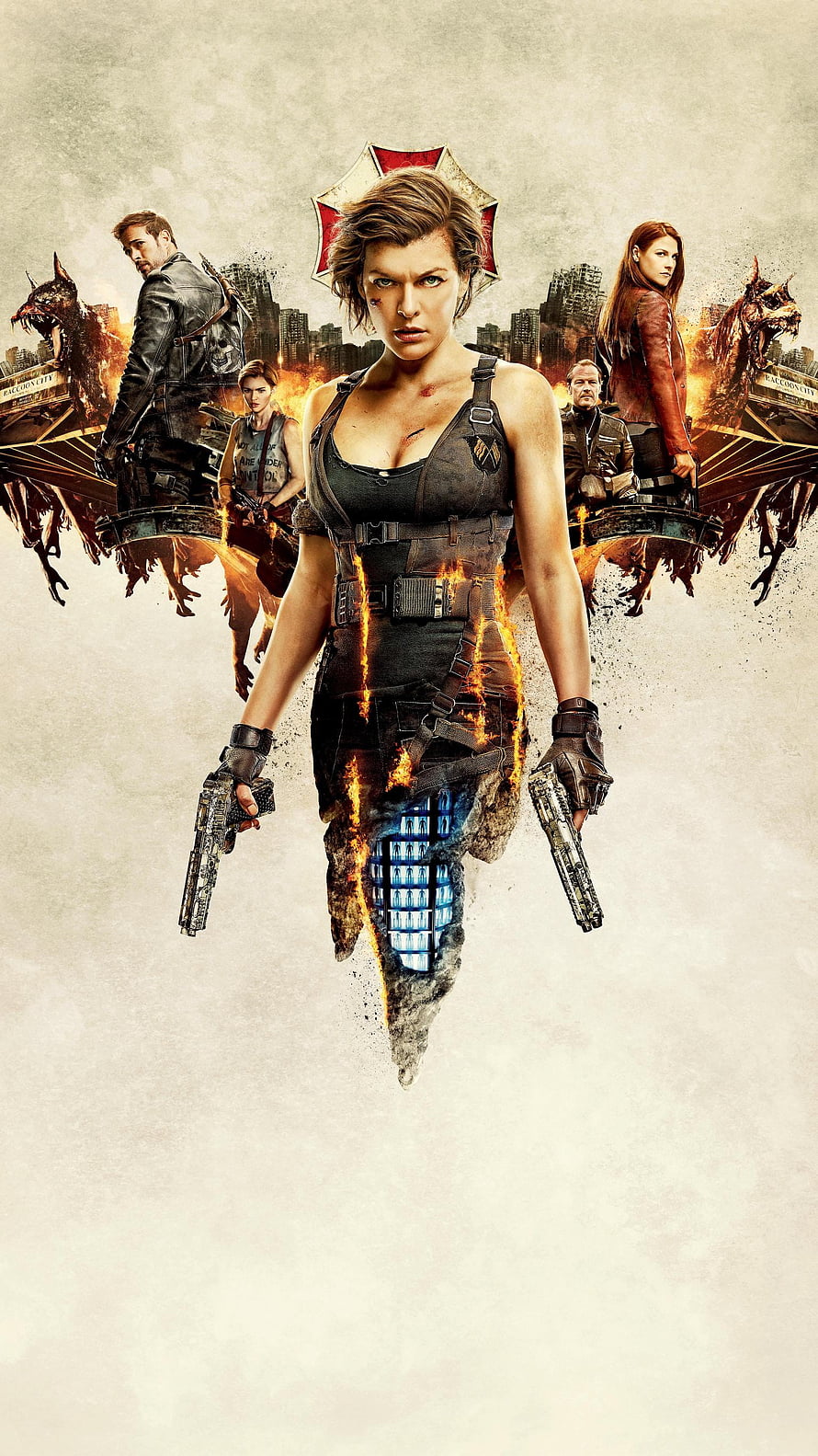 Resident Evil The Final Chapter Movie Poster Featuring Alice With Dual Pistols And Umbrella Symbol HD phone wallpaper