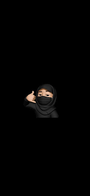 3D Memoji Character in Black Hoodie and Face Mask Giving a Shaka Hand Gesture on Black Background HD phone wallpaper