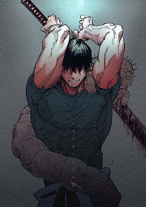 Toji Fushiguro Wielding Katana in Dark Jujutsu Kaisen Manga Art HD phone wallpaper