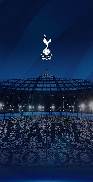 Tottenham Hotspur Stadium Night Scene with Crowd and Club Crest HD phone wallpaper