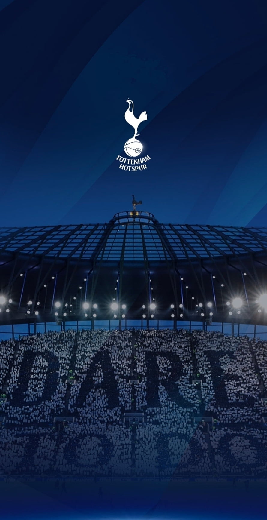 Tottenham Hotspur Stadium Night Scene with Crowd and Club Crest HD phone wallpaper