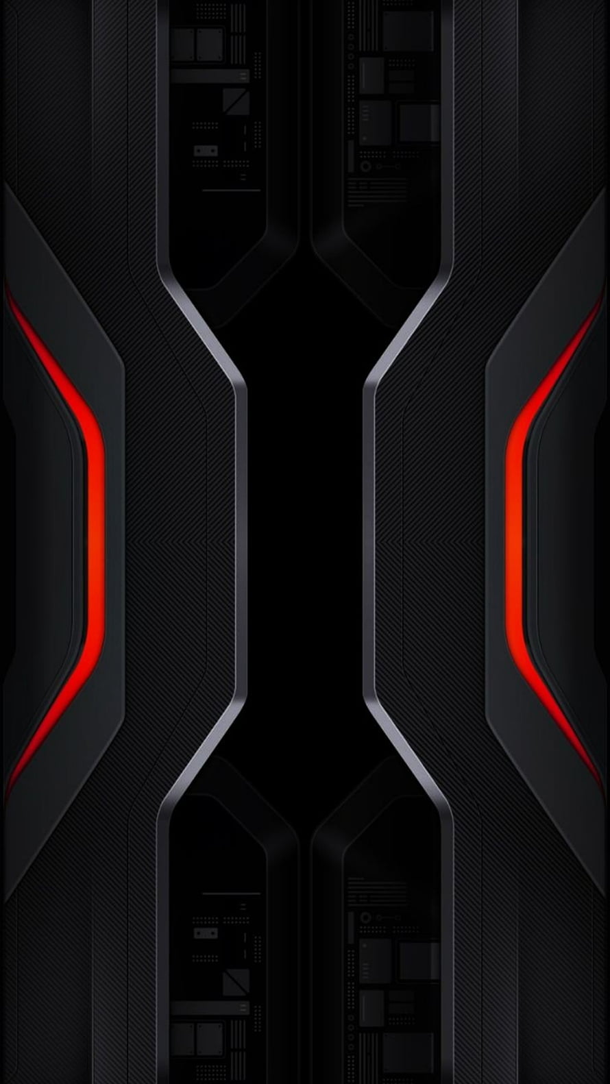 Futuristic Dark Tech Panel with Red Neon Accents and Carbon Fiber Texture HD phone wallpaper