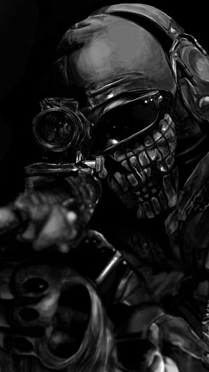 Call of Duty Ghosts Black Soldier Skull Mask Artwork HD phone wallpaper
