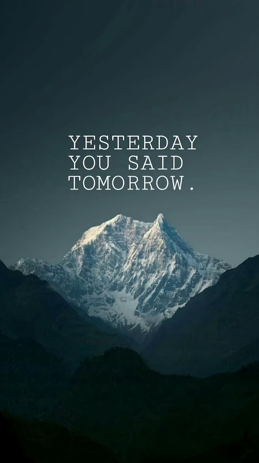 Snow-Capped Mountain Peak at Dawn with Motivational Quote Overlay HD phone wallpaper