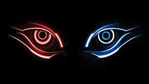 Gigabyte Aorus RGB Gaming Mouse with Red and Blue Neon Eye Design HD wallpaper