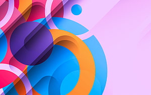 Vibrant Material Design Abstract Composition with Overlapping Geometric Circles and Soft Gradients HD wallpaper