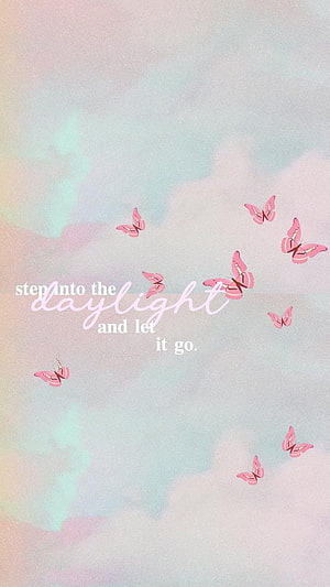 Taylor Swift Folklore Lyric Wallpaper with Pink Butterflies and Pastel Sky HD phone wallpaper