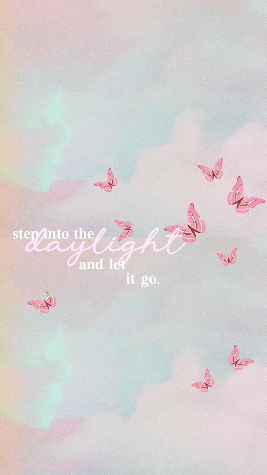 Taylor Swift Folklore Lyric Wallpaper with Pink Butterflies and Pastel Sky HD phone wallpaper