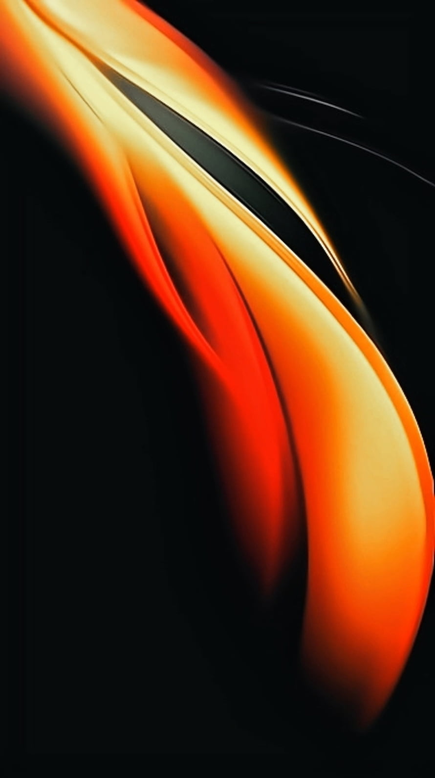 Abstract Orange and Gold Flowing Light Streaks on Black Background HD phone wallpaper