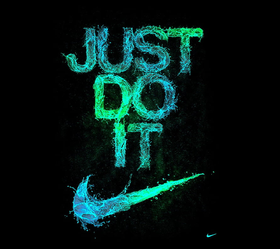 Nike Just Do It Neon Water Splash Typography on Black Background HD wallpaper