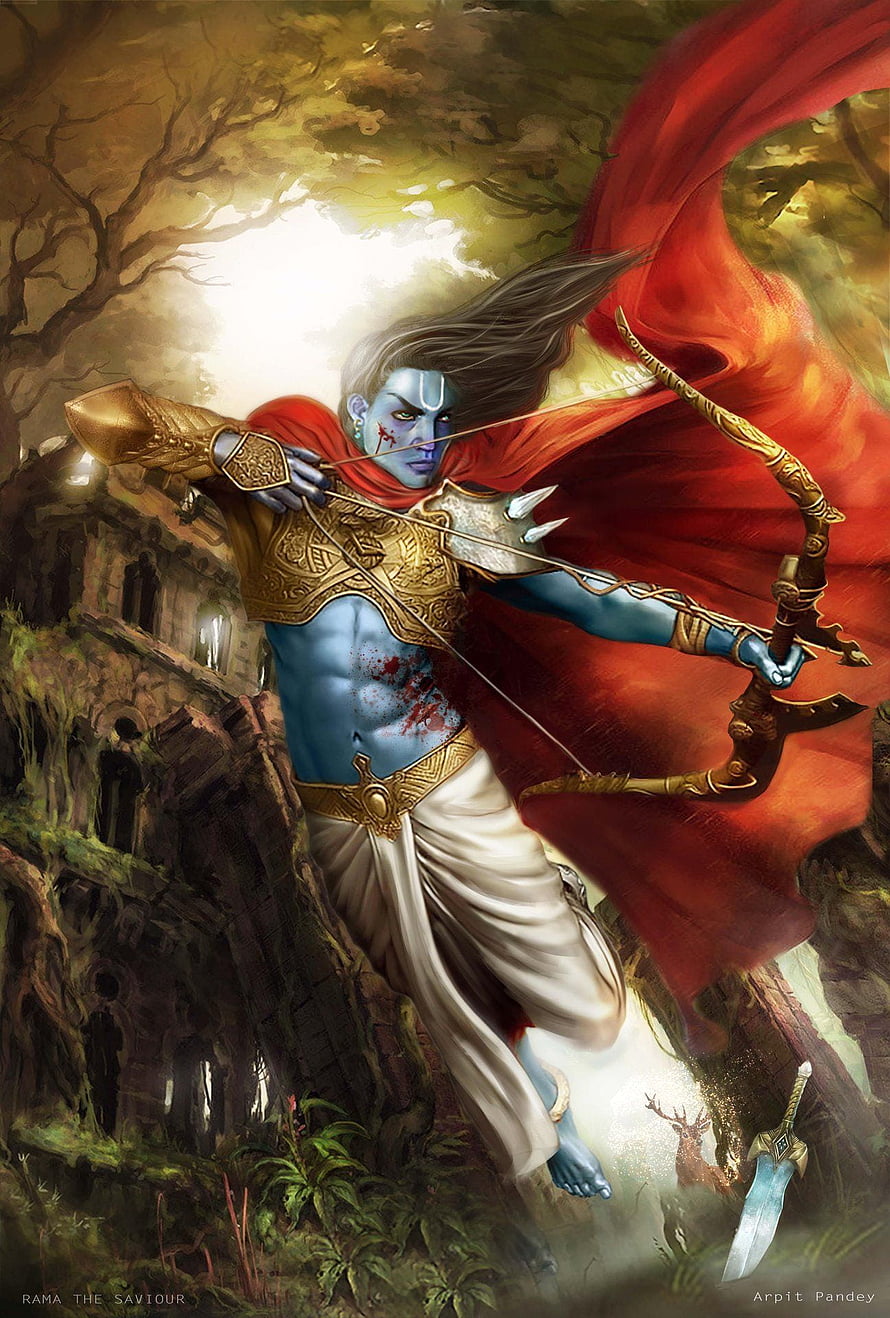 Lord Rama The Saviour Archery Fantasy Artwork HD phone wallpaper