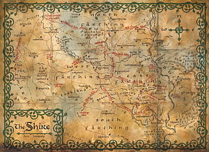 The Shire Map from The Lord of the Rings and The Hobbit Fantasy World HD wallpaper
