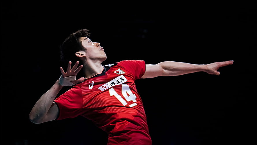 Yuki Ishikawa in Action: Japanese Volleyball Player in Red Kit HD wallpaper