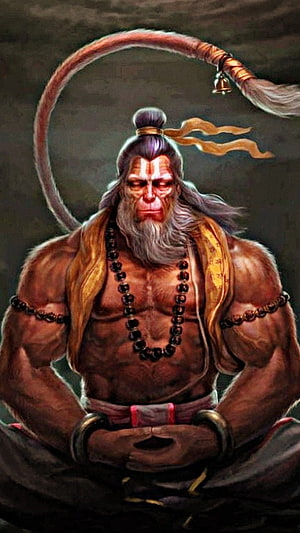Lord Hanuman Meditating in Lotus Pose with Rishi Munja and Prayer Beads, Ravi Purohit on h man. Lord hanuman, Bajrang Bali HD phone wallpaper