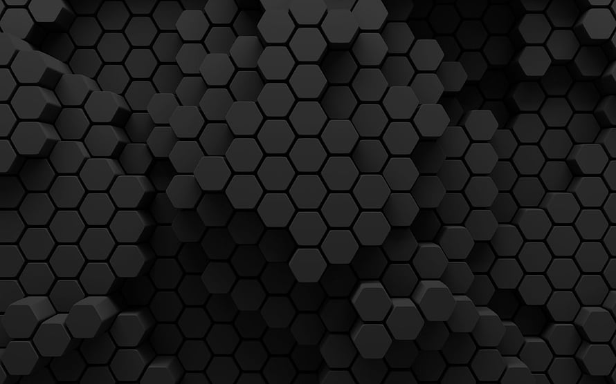 Dark 3D Honeycomb Hexagon Pattern with Deep Shadows and Geometric Texture HD wallpaper