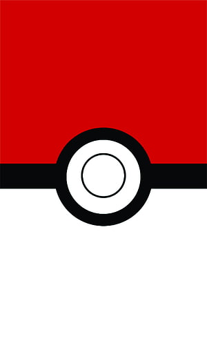 Minimalist Pokemon Pokeball Icon on Red and White Background HD phone wallpaper