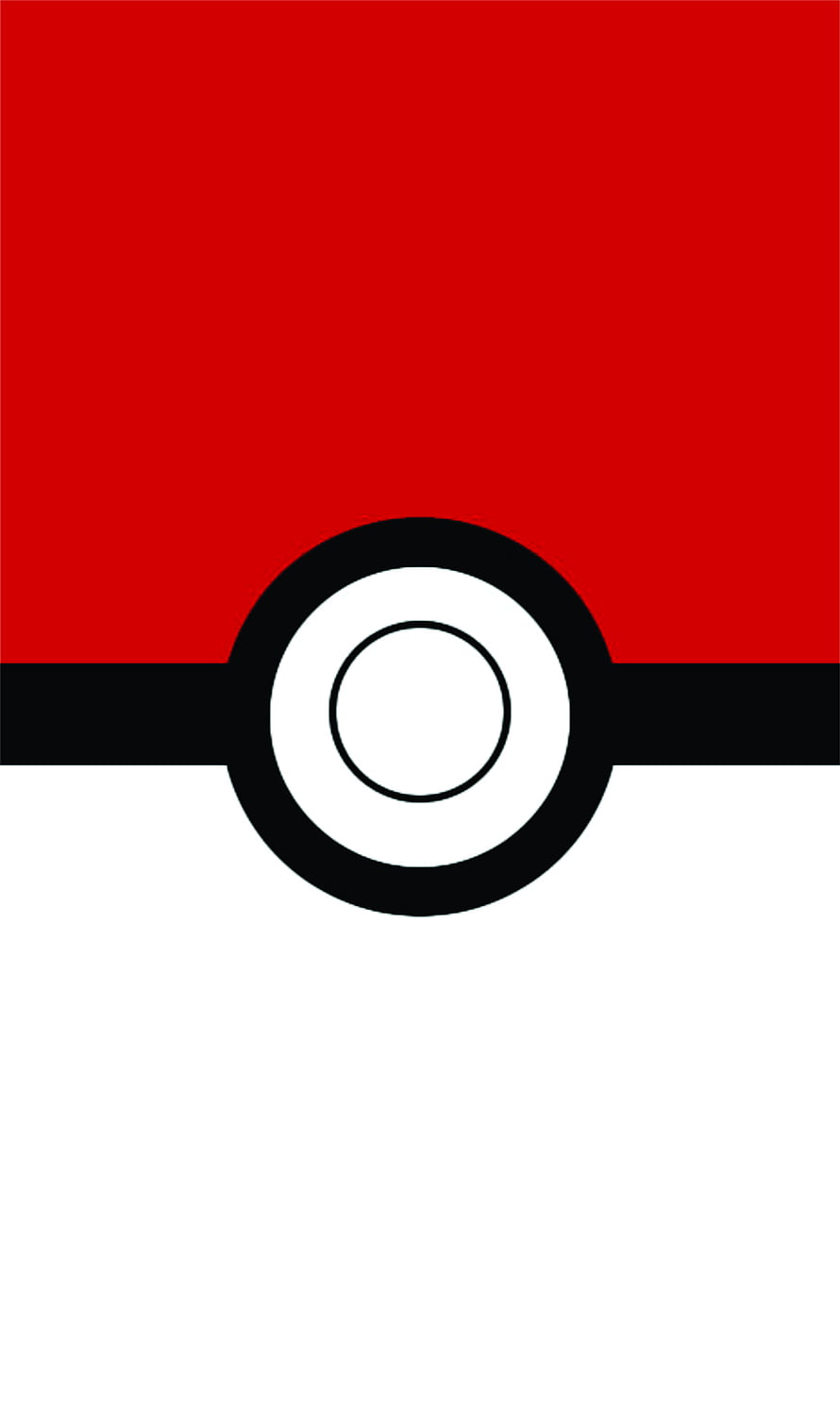 Minimalist Pokemon Pokeball Icon on Red and White Background HD phone wallpaper