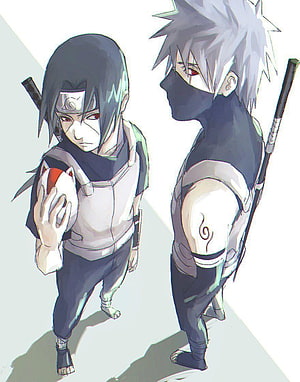 Itachi and Kakashi Hatake in ANBU Black Ops Gear Anime Illustration HD phone wallpaper