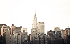 Chrysler Building and Manhattan Skyline in Warm Sepia Tones HD wallpaper