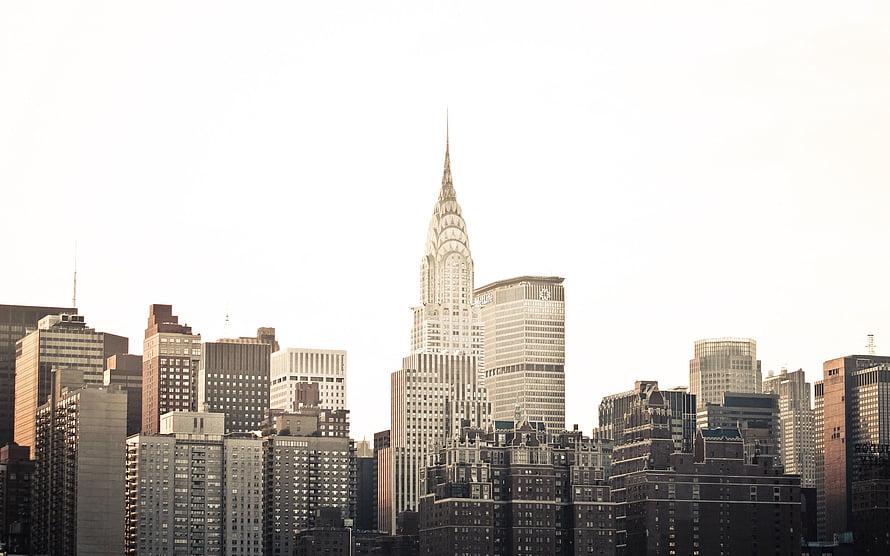 Chrysler Building and Manhattan Skyline in Warm Sepia Tones HD wallpaper