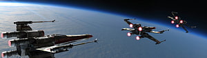 Star Wars X-Wing Starfighters in Orbit Above a Blue Planet HD wallpaper