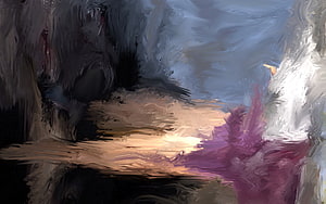 Abstract Impressionist Landscape with Warm Sunset Tones and Cool Sky HD wallpaper
