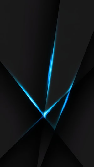 Dark AMOLED Abstract Design with Glowing Blue Neon Lines and Geometric Shapes HD phone wallpaper