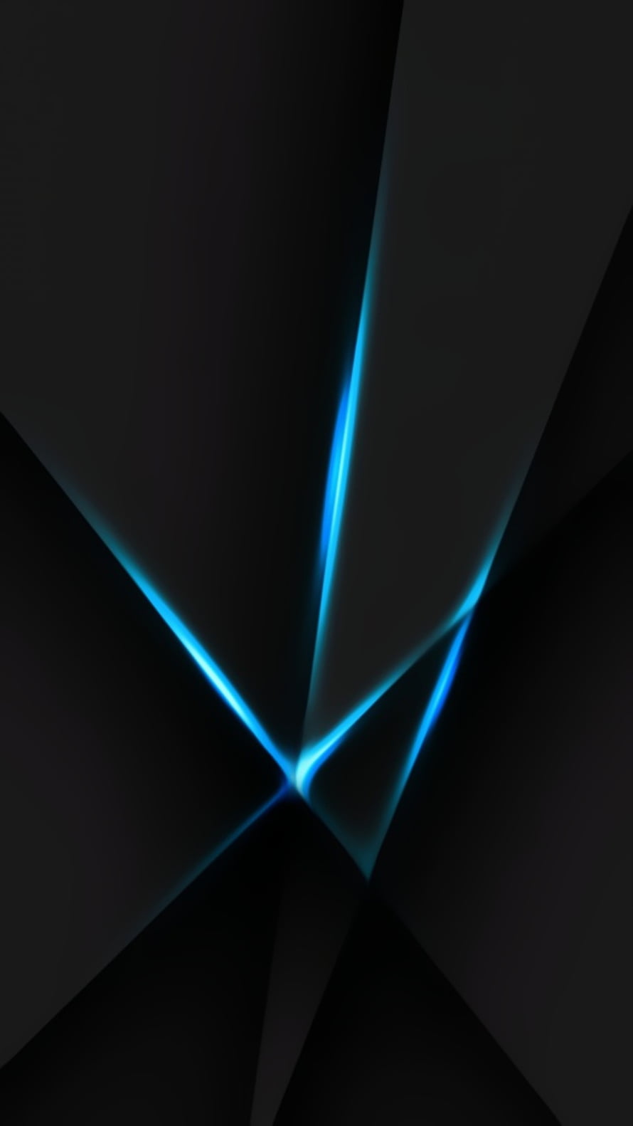 Dark AMOLED Abstract Design with Glowing Blue Neon Lines and Geometric Shapes HD phone wallpaper