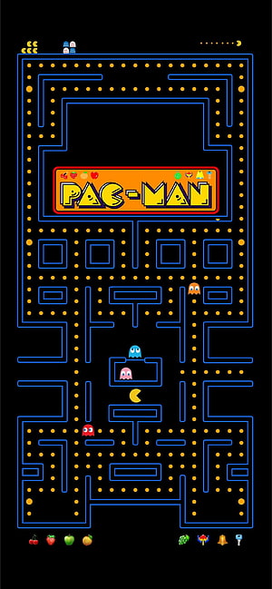 Pac-Man Classic Arcade Maze with Ghosts and Power Pellets on Black Background, Best Ms pac man , Cool Pacman HD phone wallpaper