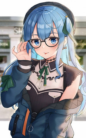 Suisei Hoshimachi Hololive Anime Girl with Glasses and Blue Hair HD phone wallpaper