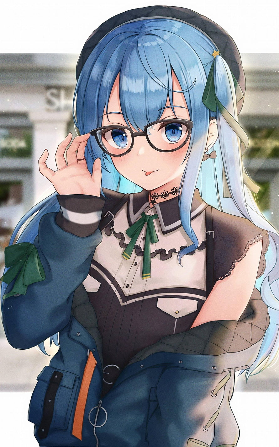Suisei Hoshimachi Hololive Anime Girl with Glasses and Blue Hair HD phone wallpaper