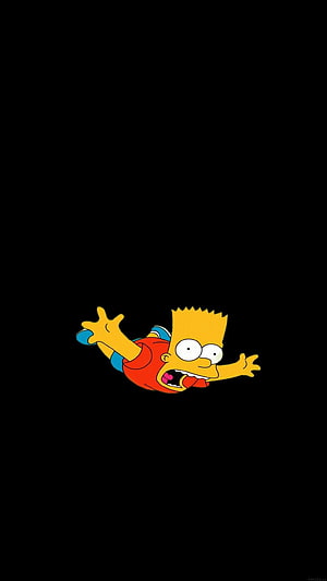 Bart Simpson Falling Through Dark Void with Arms Outstretched HD phone wallpaper