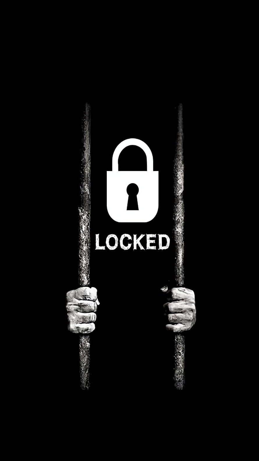 Dark Prison Bars Lock Screen with Hands and Padlock Icon HD phone wallpaper