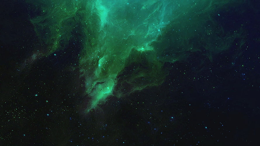 Vibrant Green Nebula Clouds and Star Fields in Deep Space HD wallpaper