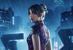 Ana de Armas as Joi in Blade Runner 2049 Cyberpunk Rain Scene HD wallpaper