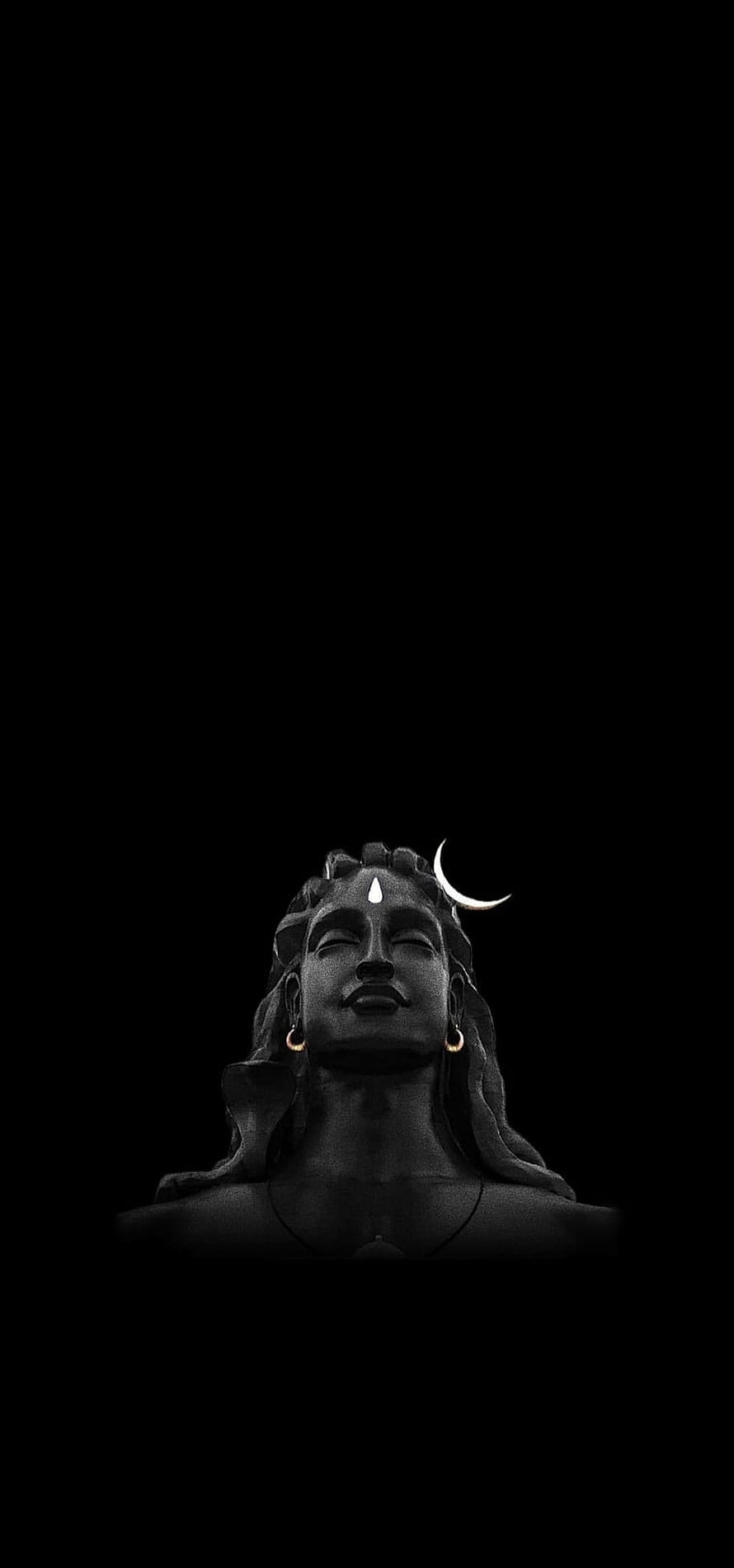 Adiyogi Shiva Statue With Crescent Moon And Third Eye In Dark Minimalist Style HD phone wallpaper