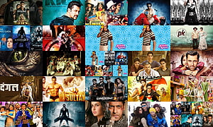 Bollywood Movie Poster Collage Featuring Popular Indian Film Stills and Cast HD wallpaper