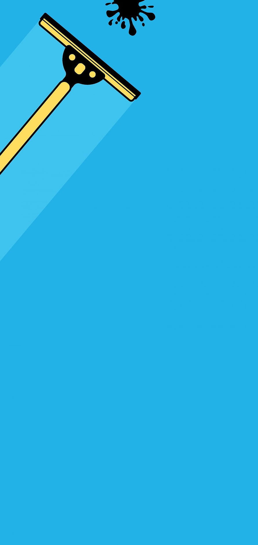 Minimalist Squeegee and Ink Splatter Vector Illustration on Cyan Background HD phone wallpaper