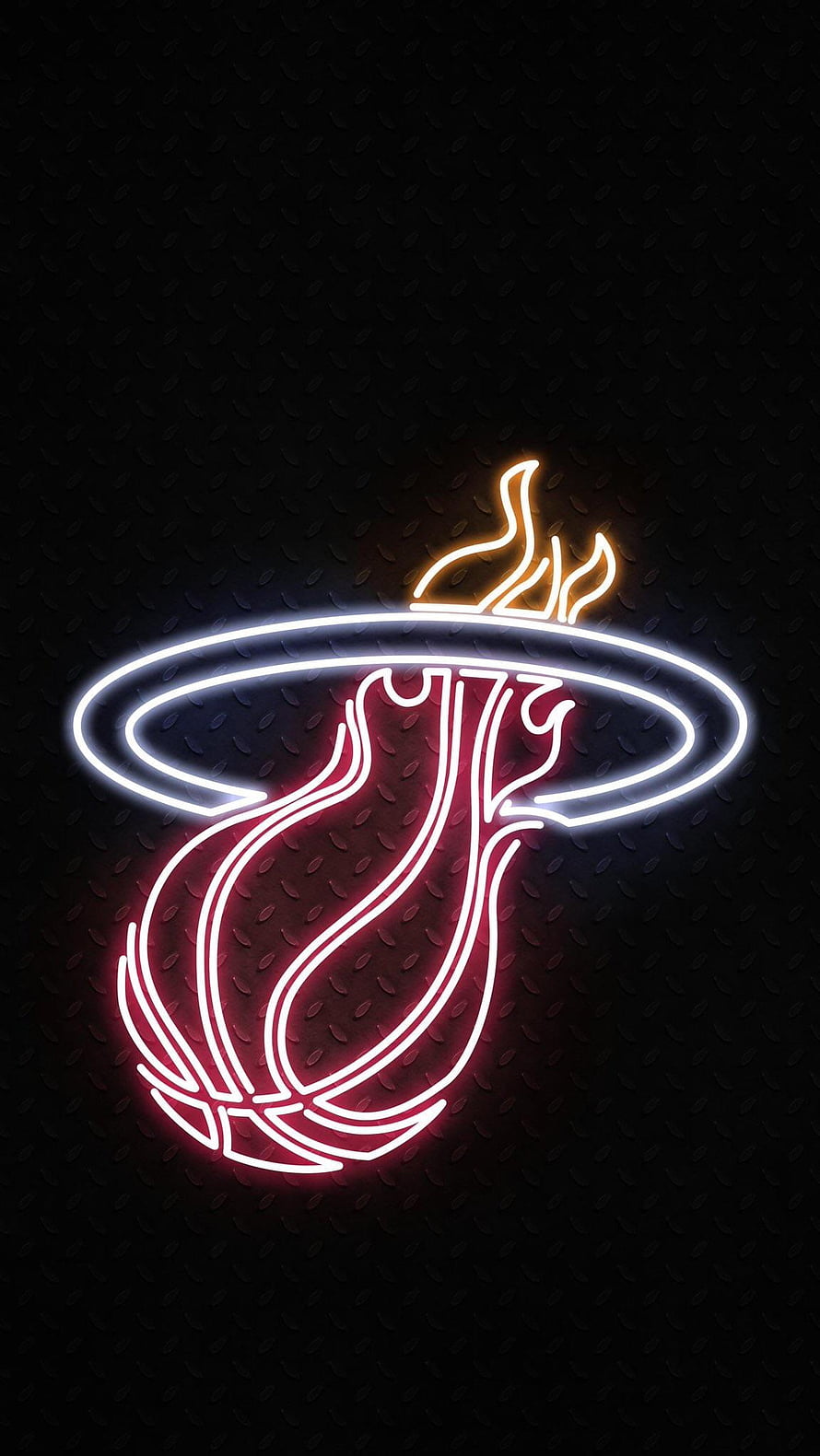 Miami Heat Neon Logo on Black Diamond Plate Metal Background HD phone wallpaper